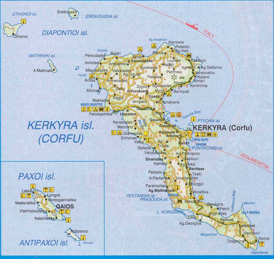 Harta Insula Corfu din Grecia