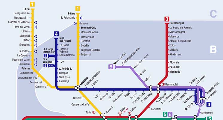 Harta metroului din Valencia