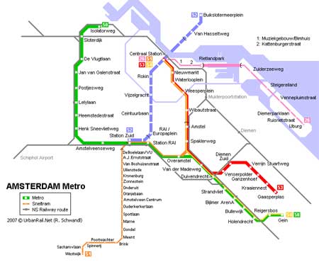 Harta metroului din Amsterdam