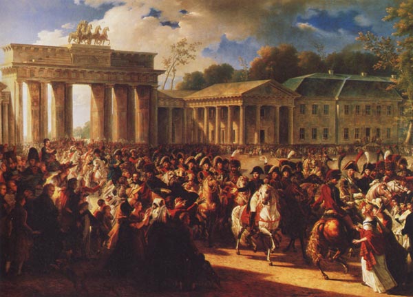 Napoleon intrand in Berlin prin poarta Brandenburg