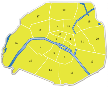 Harta arondismentelor din Paris